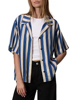 Declan Silk Striped Camp Shirt