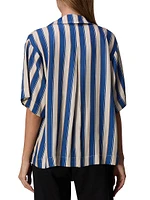 Declan Silk Striped Camp Shirt