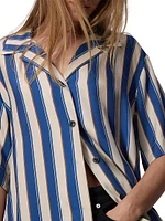 Declan Silk Striped Camp Shirt