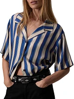 Declan Silk Striped Camp Shirt