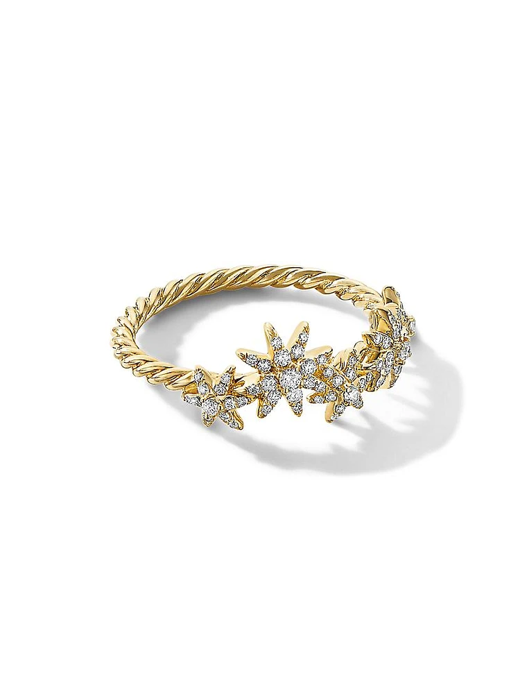 Starburst Cluster Band Ring 18K Yellow Gold