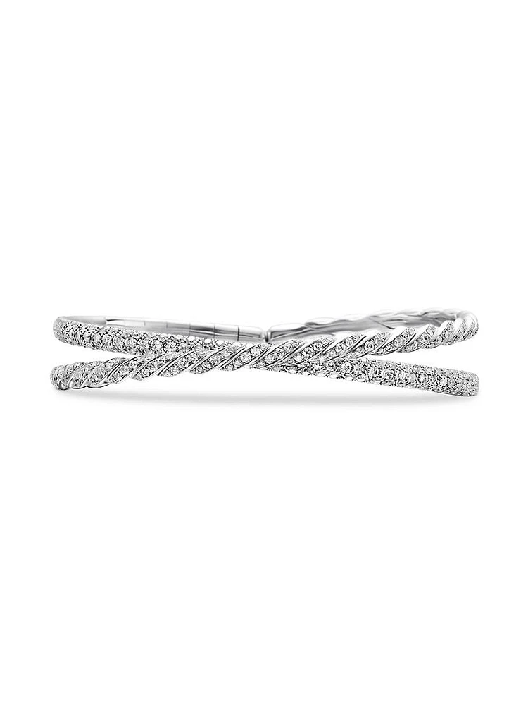 Sculpted Cable Flex Two Row Bracelet 18K White Gold