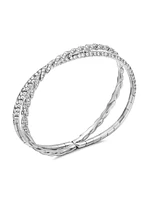 Sculpted Cable Flex Two Row Bracelet 18K White Gold