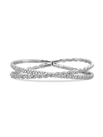 Sculpted Cable Flex Two Row Bracelet 18K White Gold