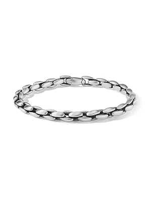 Elongated Box Chain Bracelet Sterling Silver, 6MM