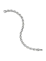 Elongated Box Chain Bracelet Sterling Silver, 6MM