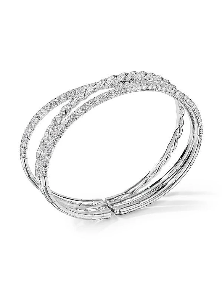 Sculpted Cable Flex Three Row Bracelet in 18K White Gold