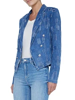 Wayne Patchwork Denim Crop Blazer