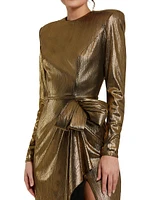 Metallic Jersey Bow A-Line Gown