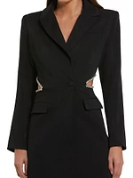 Crêpe Rhinestone Cut-Out Blazer Minidress