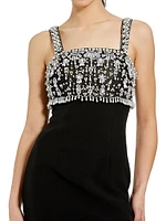 Embellished Bodice Sheath Cocktail Dress