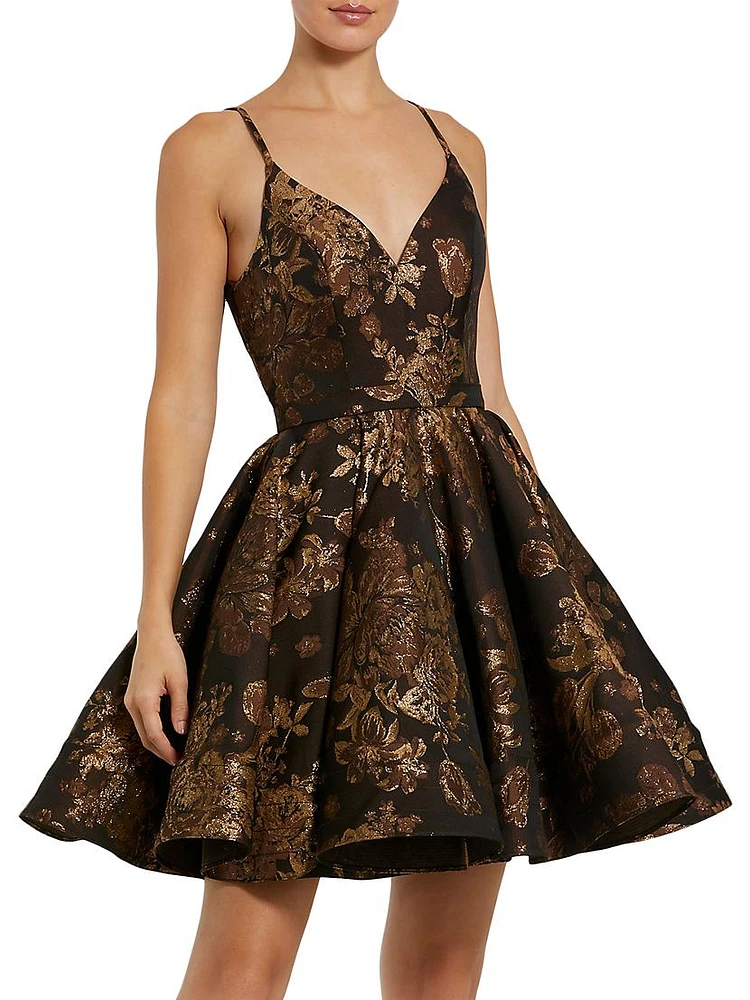 Floral Jacquard Cocktail Minidress