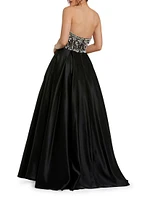 Satin Embellished Strapless Ballgown