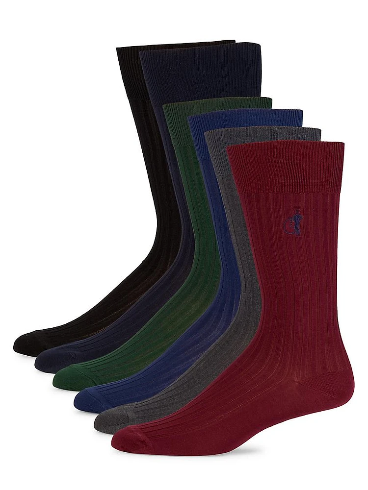 6-Pack Stretch Cotton-Blend Socks