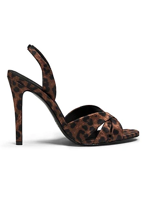 Keefa 100MM Leopard-Printed Satin Slingback Sandals