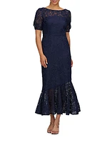 Portia Floral Lace Midi-Dress