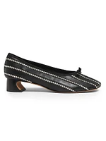 ID 35MM Crystal-Inlaid Leather Ballerina Pumps