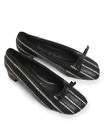 ID 35MM Crystal-Inlaid Leather Ballerina Pumps