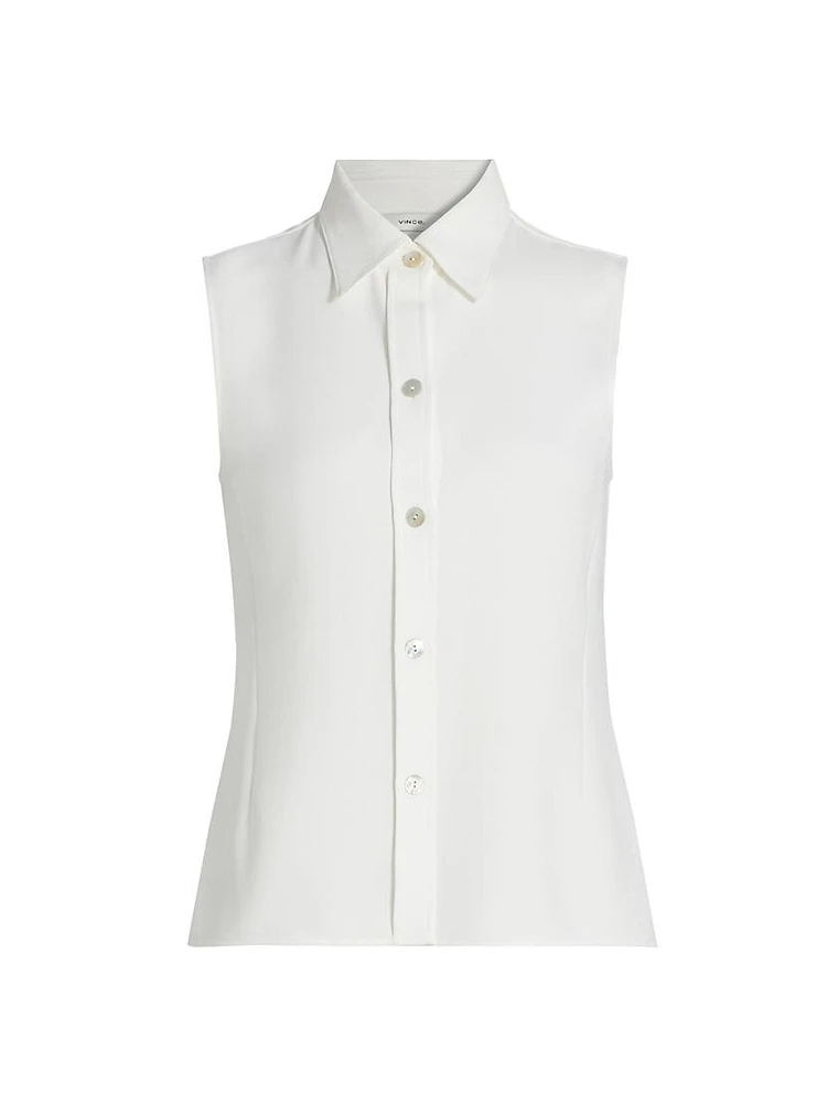 Sleeveless Button-Front Shirt