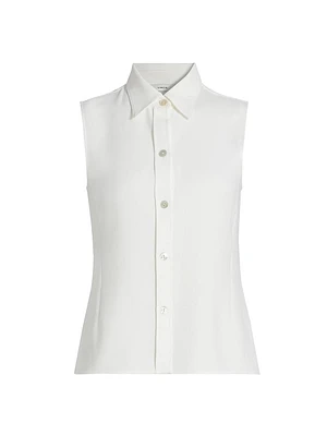 Sleeveless Button-Front Shirt