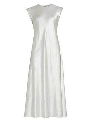 Bias-Cut Crewneck Midi-Dress