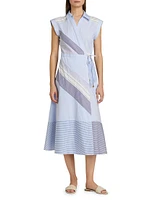 Shivon Pinstripe Wrap Midi-Dress