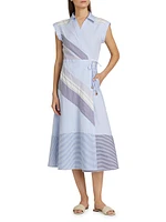 Shivon Pinstripe Wrap Midi-Dress