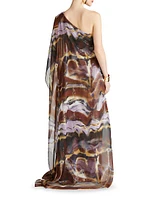 Ushi Sequin Chiffon One-Shoulder Gown