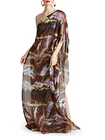 Ushi Sequin Chiffon One-Shoulder Gown