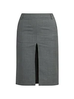 Slit Wool Pencil Skirt