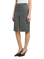 Slit Wool Pencil Skirt