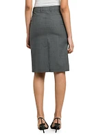 Slit Wool Pencil Skirt