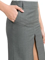 Slit Wool Pencil Skirt