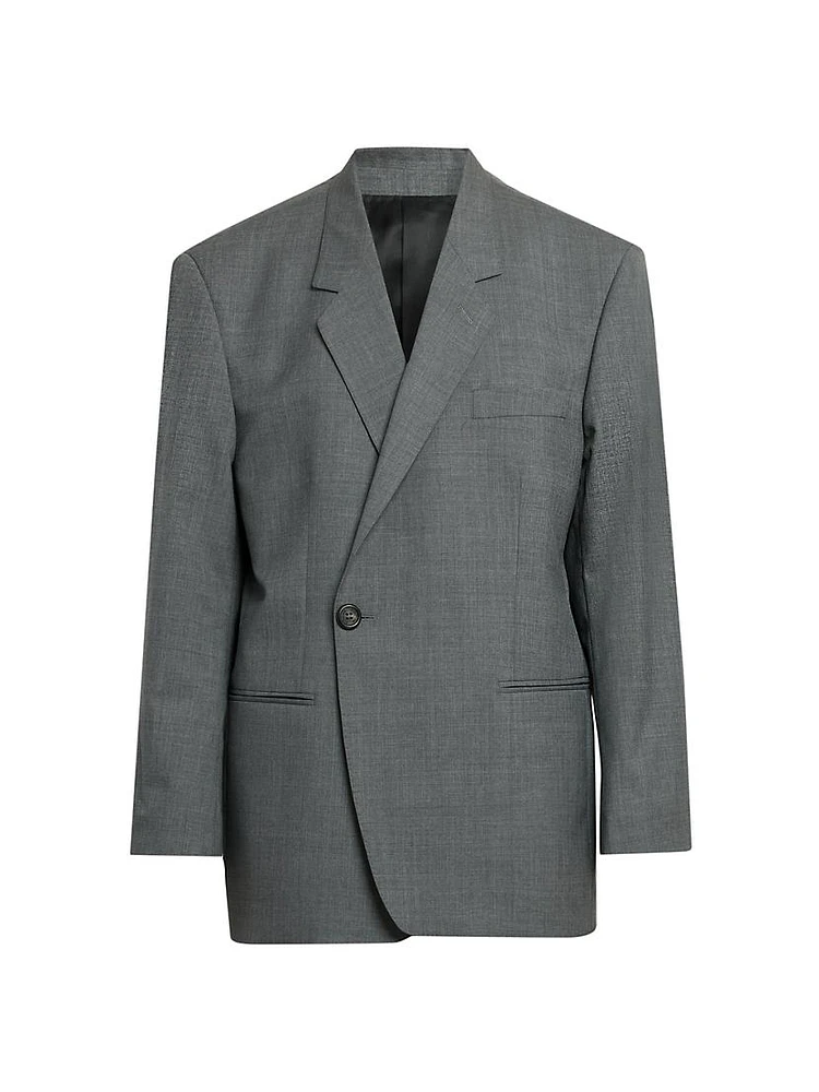 Asymmetric Wool Blazer