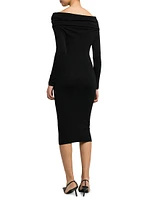 Debra Merino Wool Off-the-Shoulder Midi-Dress