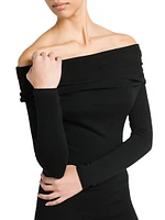 Debra Merino Wool Off-the-Shoulder Midi-Dress