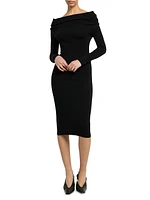 Debra Merino Wool Off-the-Shoulder Midi-Dress