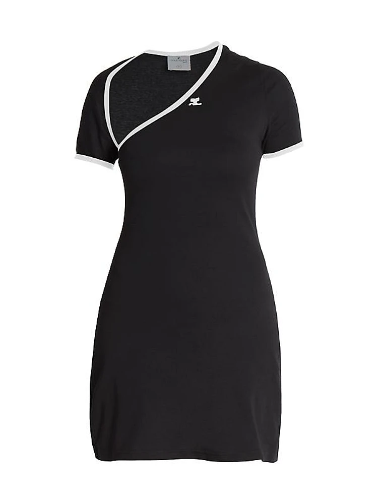 Cotton Asymmetric Slash Minidress