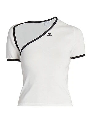 Cotton Asymmetric Slash T-Shirt