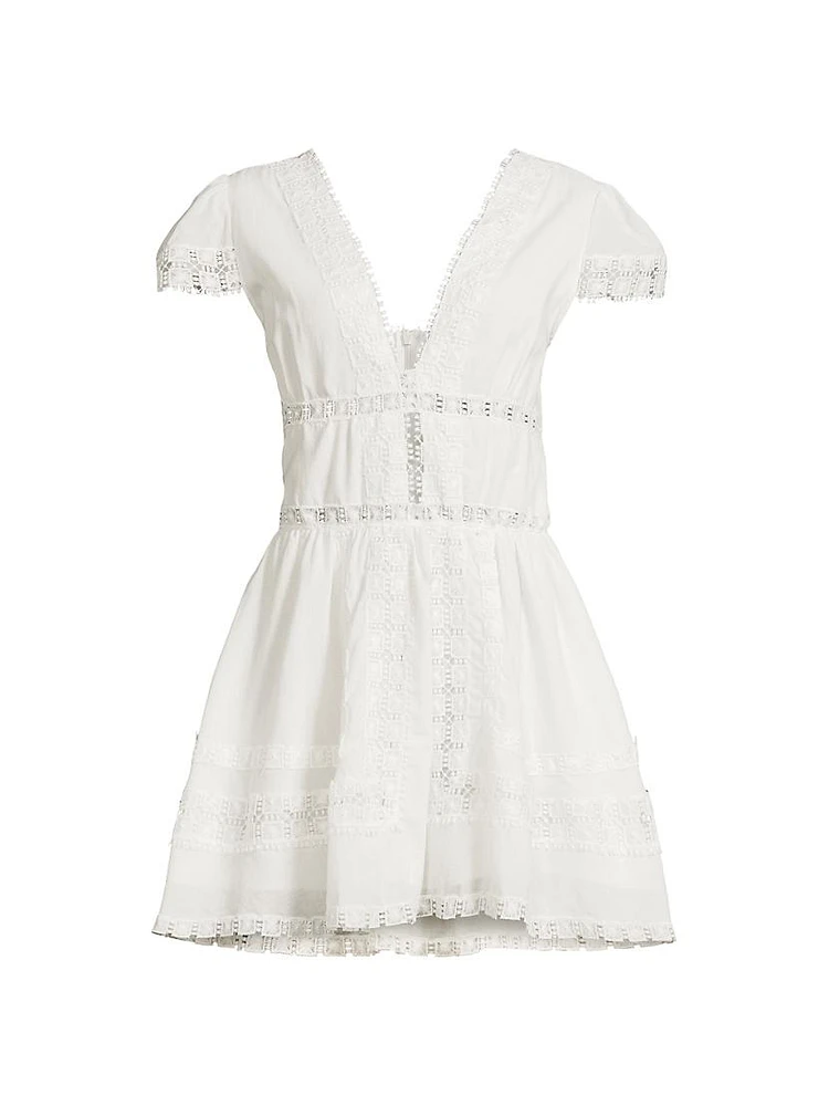 Piper Lace-Trimmed Cotton Minidress