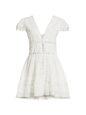 Piper Lace-Trimmed Cotton Minidress