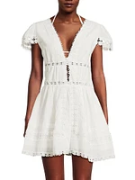 Piper Lace-Trimmed Cotton Minidress