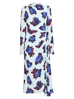 Floral Draped Midi-Dress