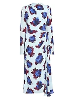 Floral Draped Midi-Dress