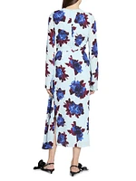 Floral Draped Midi-Dress