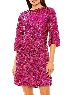 Floral Paillette Sheath Minidress