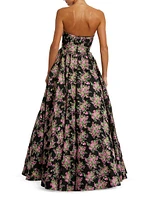 Floral Brocade Strapless Ballgown