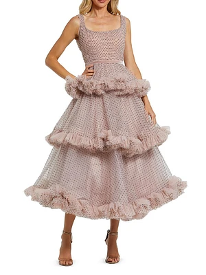 Polka Dot Ruffle Tulle Cocktail Dress