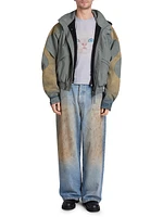 Ocyber Denim-Paneled Windbreaker Jacket