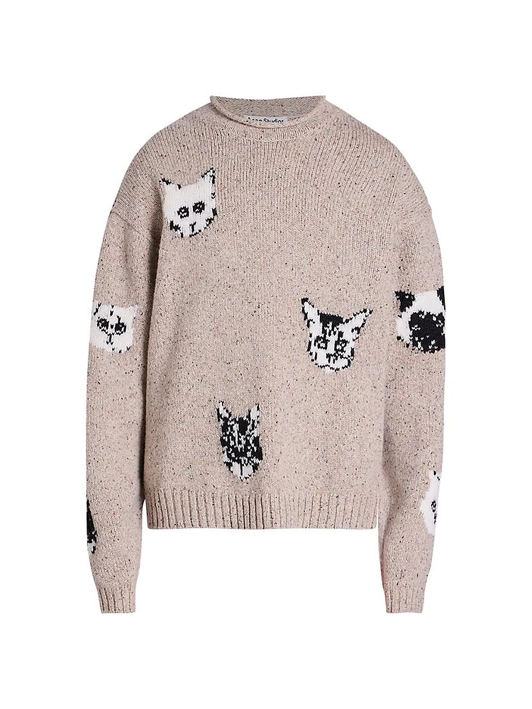 Kuelu Cat Jacquard Wool-Blend Sweater